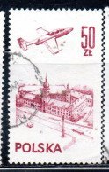 POLONIA POLAND POLSKA 1976 1978 AIR POST MAIL AIRMAIL CONTEMPORARY AVIATION PLANE OVER WARSAW CASTLE 50g USED USATO - Used Stamps