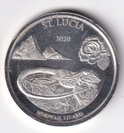 MONEDA DE PLATA DE ST. LUCIA DE 2 DOLLARS - 1 ONZA DEL AÑO 2020 LIZARD (SILVER-ARGENT) - Otros – América