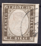 IV EMISSIONE C.10 SASS 14Bc USATO SU CON BUONI MARGINI CON ANNULLO A DOPPIO CERCHIO FIRMA BIONDI MOLTO RARO Cv 2.750 +++ - Sardinië