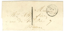Càd T 15 DARNETAL (74) Sur Lettre Pour Rouen Au Tarif Des Recettes Réunies, Taxe Tampon. 1851. - TB / SUP. - Autres & Non Classés