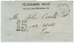 Càd T 15 PARIS (60) Sur Enveloppe TÉLÉGRAMME PRIVÉ Avec Son Contenu, Adressée En Poste Restante. Au Recto, Taxe 15 DT. 1 - Autres & Non Classés