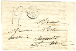 Càd Taxe PARIS (30c) Sur Lettre 3 Ports Pour Argenton. Au Recto, Taxe Tampon 12. 1855. - TB / SUP. - Sonstige & Ohne Zuordnung