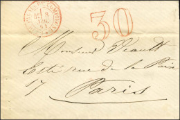 Càd Rouge Bau DU PALAIS DE COMPIEGNE / * + Taxe 30 DT Rouge Sur Lettre Pour Paris. 1864. Rare Association. - SUP. - R. - Otros & Sin Clasificación