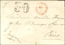 Càd Rouge Bau DU PALAIS DE FONTAINEBLEAU Taxe 30 DT Noire Sur Enveloppe Avec Lettre Autographe Signée De L'Impératrice E - Otros & Sin Clasificación