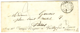 Càd ARMEE D'ORIENT / Bau E Taxe 3 Sur Lettre Pour Paris Réexpédiée à Soissons. 1854. - TB / SUP. - Army Postmarks (before 1900)