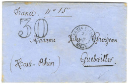 Càd ARMEE D'ITALIE / MILAN Taxe 30 DT Sur Lettre Pour Guebwiller. 1859. - TB / SUP. - R. - Legerstempels (voor 1900)