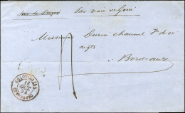 Lettre Avec Texte Daté De Saint Louis Du Sénégal Le 27 Août 1854 Pour Bordeaux. Au Recto, Càd D'entrée Rouge COLONIES FR - Marques D'entrées