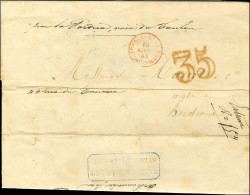 Lettre De Saint Louis Du Sénégal Datée Du 7 Février 1853 Pour Bordeaux. Au Recto, Càd D'entrée Rouge ESCADRE DE LA MEDIT - Marques D'entrées