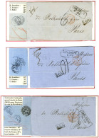 Lot De 3 Lettres Non Affranchies De Carlsruhe Pour Paris, Taxe 4, 6 Et 10 Au Tampon. - TB. - Other & Unclassified