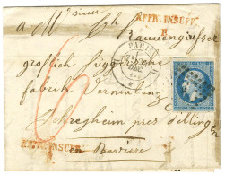 Losange H / N° 14 Càd H PARIS H / * Sur Lettre Insuffisamment Affranchie Pour Dillingen. Au Recto, Griffe Rouge AFRR.INS - Other & Unclassified