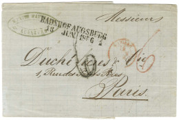 Càd BAHNHOF AUGSBURG Sur Lettre Pour Paris. Au Recto, Taxes Tampon 6 Noire Et Rouge. 1866. - TB. - Other & Unclassified