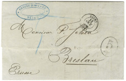 Càd T 15 REIMS (49) Sur Lettre Pour Breslau. Au Recto, Taxe 5 SGR Au Tampon Et Taxe 5kr Bleue. 1864. - TB / SUP. - Andere & Zonder Classificatie