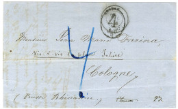 Càd T 15 MENTON (87) Sur Lettre Pour Cologne. Au Recto, Taxe 4 SGR Au Tampon Et Taxe 4kr Bleue. 1861. - TB. - Andere & Zonder Classificatie