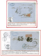 Lot De 2 Lettres De Aachen Et Koeln Pour La France Avec Griffe Encadrée Rouge PR 1 R Et Taxe 45 DT. - TB / SUP. - Sonstige & Ohne Zuordnung