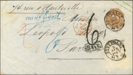 Càd STUTTGART Sur Entier 9k (Michel U19) 2 Ports Insuffisamment Affranchi Pour Paris, Taxe Tampon 6. 1867. - TB. - R. - Autres & Non Classés