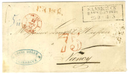 Lettre De Saarebruck Pour Nancy. Au Recto, Taxe 75 DT Rouge. 1853. - TB. - Andere & Zonder Classificatie