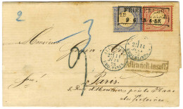 Cachet Encadré FRIEDBERG / Allemage 1g + 2g Sur Lettre Insuffisamment Affranchie Pour Paris, Taxe 3 Au Tampon Bleu. 1873 - Autres & Non Classés