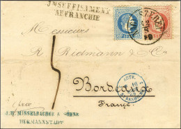 Càd NAGYSZEBEN / 5k + 10k Sur Lettre Insuffisamment Affranchie Pour Bordeaux, Taxée 5. 1869. - SUP. - R. - Other & Unclassified
