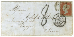 GB 1 Penny (leg Def) Sur Lettre De Londres Pour Dieppe. Au Recto, Càd D'entrée 2 ANGL 2 / CALAIS Et Taxe Tampon 8. Au Ve - Otros & Sin Clasificación