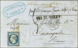 PC 1896 / N° 10 Càd 2 MARSEILLE 2 (12) Sur Lettre Insuffisamment Affranchie Pour Carmagnole. Au Recto, Griffe VIA DI NIZ - Otros & Sin Clasificación