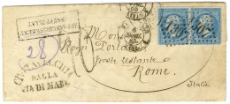 GC 1307 / N° 22 Paire Càd T 15 DIJON (20) Sur Lettre Insuffisamment Affranchie Pour Rome. Au Recto, Taxe Tampon 20. 1865 - Sonstige & Ohne Zuordnung