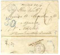 Càd T 15 MEHUN-S-YEVRE (17) Sur Lettre Insuffisamment Affranchie Pour Naples, Taxe 30 DT Bleue Et Taxe Tampon 6. 1862. - - Autres & Non Classés