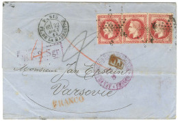 Etoile 3 / N° 32 (3) Càd PARIS / PL. DE LA MADELEINE Sur Lettre Pour Varsovie, Taxe 2 Rectifiée 4. 1868. - TB. - Otros & Sin Clasificación