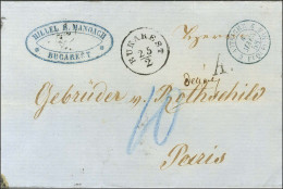 Càd BUKAREST Sur Lettre Pour Paris. Au Recto, Càd D'entrée Bleu 2 AUTRICHE 2 / ERQUELINES, Taxe 10 Au Crayon Bleu. 1858. - Sonstige & Ohne Zuordnung