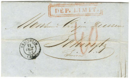 Càd T 15 ENSISHEIM (66) Sur Lettre Pour La Suisse. Au Recto, Griffe Encadrée Rouge DEP. LIMIT. Et Taxe 40 Suisse. 1854.  - Sonstige & Ohne Zuordnung