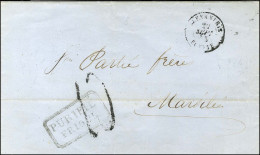 Càd ALEXANDRIE / EGYPTE Sur Lettre Pour Marseille. Au Recto, Taxe Tampon 10 Et Griffe Encadrée PURIFIE / FRIOUL. 1855. - - Autres & Non Classés