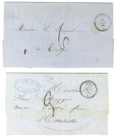 Lot De 2 Lettres Taxées Avec Càd Noir Et Bleu TUNIS / *, 1856 Et 1859. - SUP. - Sonstige & Ohne Zuordnung