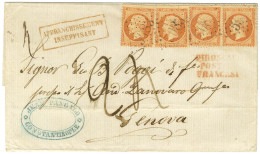 GC 5083 / N° 23 (4) Sur Lettre Insuffisamment Affranchie De Constantinople Pour Gênes Taxée 24. 1864. - TB. - R. - Other & Unclassified