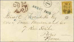 Lettre Des Etats-Unis Avec N° 92 Obl ARROTOWN Pour Paris, Taxe 25 DT Rouge. 1881. - TB / SUP. - R. - Andere & Zonder Classificatie