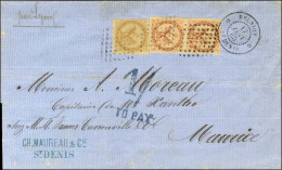 Losange / Col. Gen. N° 3 + 5 Paire Càd REUNION / ST DENIS Sur Lettre Pour Port Louis, Ile Maurice. Au Recto, Taxe Bleue  - Andere & Zonder Classificatie