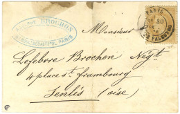 Càd PARIS / R. DE PALESTRO 30 SEPT. 70 / N° 28 Sur Carte Pour Senlis (zone Occupée) Avec Traces D'immersion. Au Verso, R - War 1870