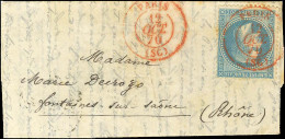 Càd Rouge PARIS (SC) 12 OCT. 70 (répété à Côté) / N° 29 Sur Lettre Pour Fontaines Sur Saône, Au Verso Càd D'arrivée 16 O - Oorlog 1870