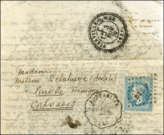 Lettre Avec Texte Daté De Paris Le 21 Octobre 1870 Pour Vierville-s-Mer. Au Recto, Losange BES P / N° 29 Conv. Stat Pont - Guerre De 1870