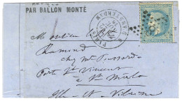 Etoile 18 / N° 29 Càd PARIS / R. D'AMSTERDAM 22 NOV. 70 Sur Lettre PAR BALLON MONTE Pour Saint Malo. Au Verso, Càd De Pa - War 1870