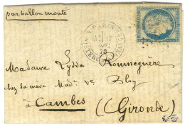 Etoile 35 / N° 37 Càd PARIS / MINISTERE DES FINANCES 17 DEC. 70 Sur Lettre Pour Cambes. Au Verso, Càd D'arrivée 21 DEC.  - Oorlog 1870