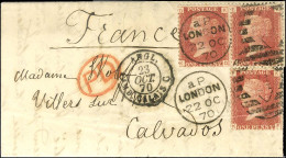 1ère Valise Diplomatique : Lettre Avec Texte Daté De Paris Le 1er Octobre 1870 Pour Villers Sur Mer, Au Recto Càd LONDON - Guerre De 1870