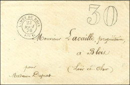 Càd ARMÉE DU RHIN / Bau G 22 AOUT 70, Taxe 30 DT Sur Lettre Avec Texte Daté Du Camp De Metz Le 21 Août 1870 Pour Blois,  - Guerre De 1870