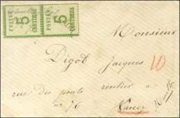 '' Colombey / 28 2 71 '' / Als. N° 4 Paire Sur Lettre Pour Nancy, Au Recto Taxe 10 Au Crayon Rouge. - SUP. - R. - Lettres & Documents