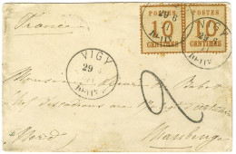 Càd VIGY / Alsace N° 5 Paire Sur Lettre Pour Maubeuge. Au Recto, Taxe Tampon 2. 1871. - SUP. - R. - Briefe U. Dokumente