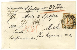 Càd K:PR: FELDPOST-RELAIS / N° 20 (Toul) / Alsace N° 5 Sur Lettre Pour Metz. - SUP. - Briefe U. Dokumente