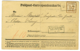 Cachet Encadré K.PR.FELD.POST / RELAIS N° 22 (Vitry Le François) / Alsace N° 5 Burelage Renversé Sur Carte De Correspond - Lettres & Documents