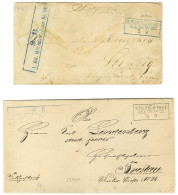 Lot De 2 Lettres Avec Cachet Encadré Noir Et Bleu K.PR.FELD.POST / RELAIS N° 27 (Sedan) Adressées En Franchise Militaire - Covers & Documents