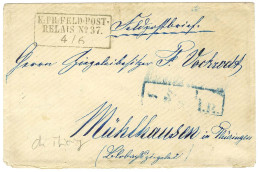 Cachet Encadré K.PR.FELD.POST / RELAIS N° 37 (Château Thierry) Sur Lettre En Franchise Militaire Pour Muhlhausen. - TB / - Briefe U. Dokumente