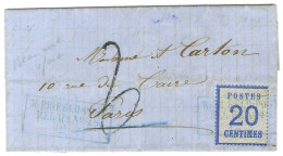 Cachet Encadré Bleu K.PR.FELD.POST / RELAIS N° 48 (Beaumont Sur Oise) / Alsace N° 6 Sur Lettre Avec Texte Pour Paris. Au - Brieven En Documenten