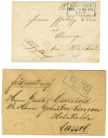 Lot De 2 Lettres Avec Cachet Encadré Bleu FELD-POST / RELAIS N° 102 Adressées En Franchise Militaire. - TB / SUP. - Cartas & Documentos