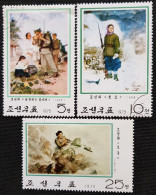 Corée Du Nord 1975 War Paintings   Stampworld N° 1410_1411_1413 - Corée Du Nord